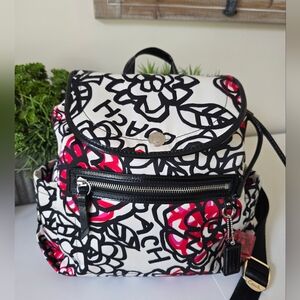 Coach Y2K Poppy Daisy Floral Graffiti Nylon Backpack